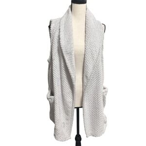 Croft & Barrow Soft Faux Fur Cardigan Vest Sz M Dove Gray Long